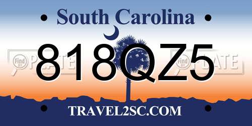 818QZ5 South Carolina License Plate