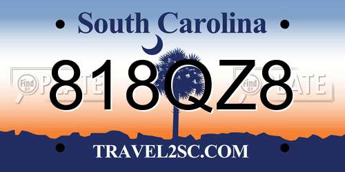818QZ8 South Carolina License Plate