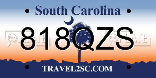 818QZS South Carolina License Plate