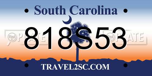 818S53 South Carolina License Plate