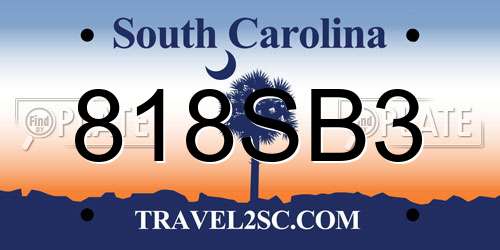 818SB3 South Carolina License Plate