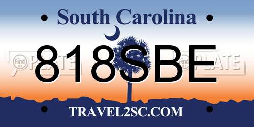 818SBE South Carolina License Plate