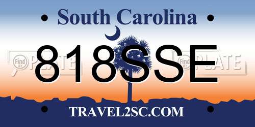 818SSE South Carolina License Plate