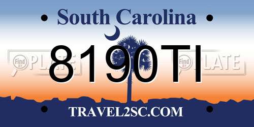 8190TI South Carolina License Plate