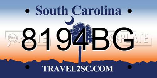 8194BG South Carolina License Plate