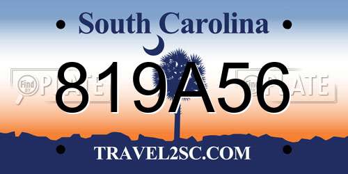 819A56 South Carolina License Plate