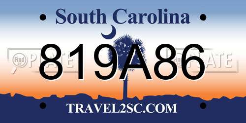 819A86 South Carolina License Plate