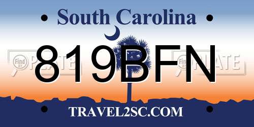 819BFN South Carolina License Plate