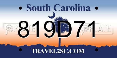 819D71 South Carolina License Plate