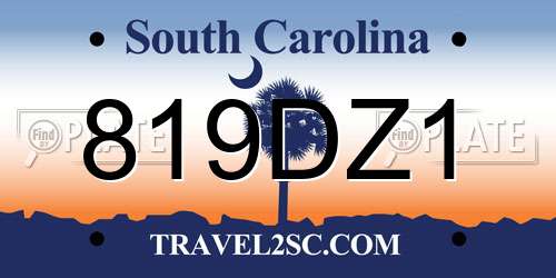 819DZ1 South Carolina License Plate