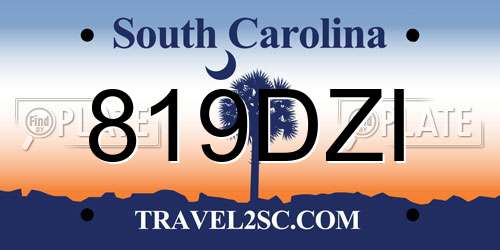 819DZI South Carolina License Plate
