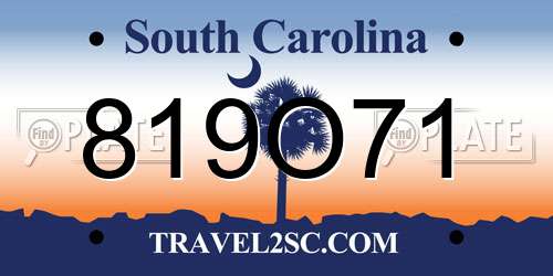 819O71 South Carolina License Plate