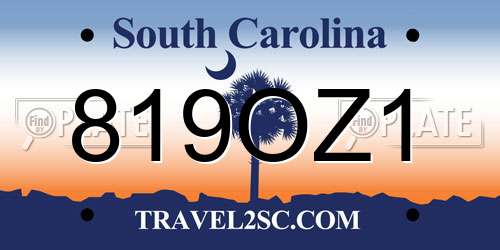 819OZ1 South Carolina License Plate