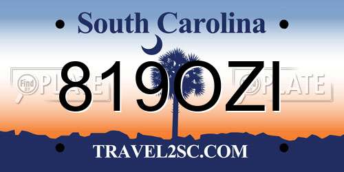 819OZI South Carolina License Plate