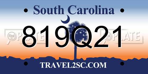 819Q21 South Carolina License Plate