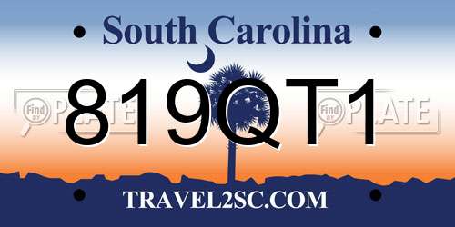 819QT1 South Carolina License Plate