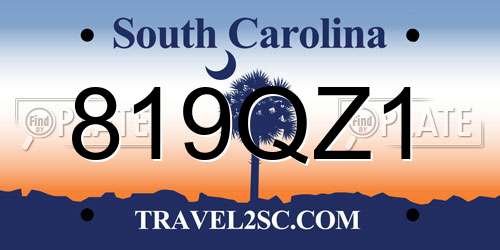819QZ1 South Carolina License Plate