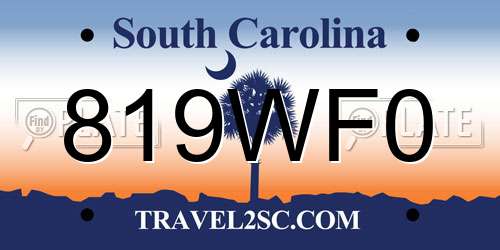 819WF0 South Carolina License Plate
