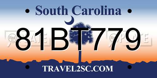 81BT779 South Carolina License Plate