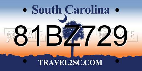 81BZ729 South Carolina License Plate