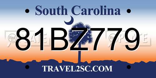 81BZ779 South Carolina License Plate