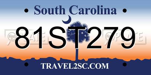 81ST279 South Carolina License Plate