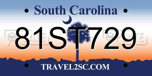 81ST729 South Carolina License Plate