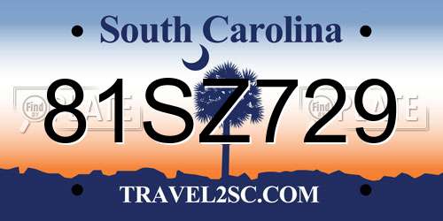 81SZ729 South Carolina License Plate