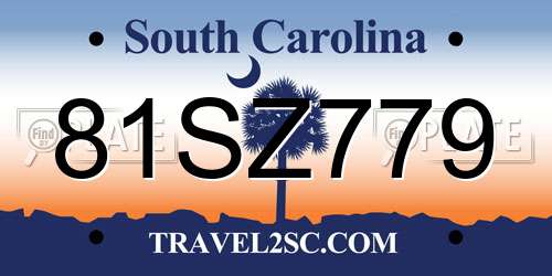 81SZ779 South Carolina License Plate