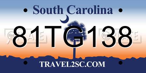 81TG138 South Carolina License Plate