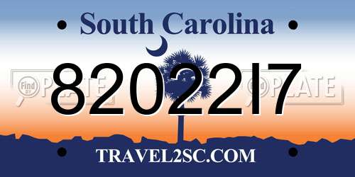 82022I7 South Carolina License Plate