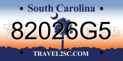 82026G5 South Carolina License Plate