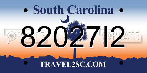 82027I2 South Carolina License Plate