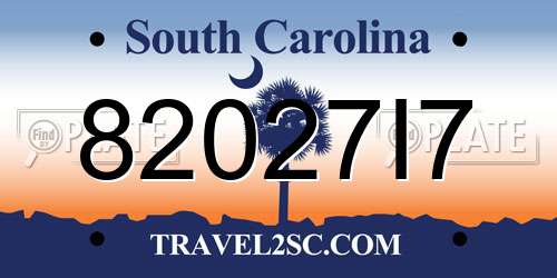 82027I7 South Carolina License Plate