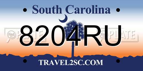 8204RU South Carolina License Plate