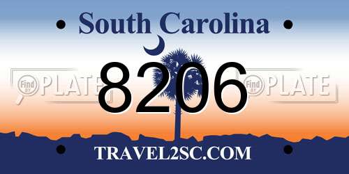 8206 South Carolina License Plate
