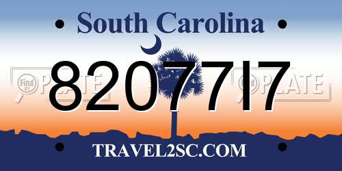 82077I7 South Carolina License Plate