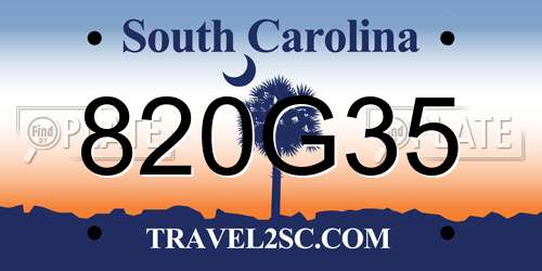 820G35 South Carolina License Plate