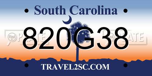 820G38 South Carolina License Plate