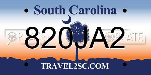 820JA2 South Carolina License Plate