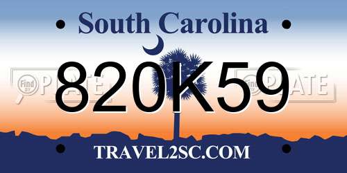 820K59 South Carolina License Plate