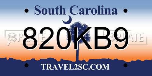 820KB9 South Carolina License Plate