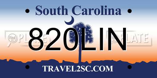 820LIN South Carolina License Plate