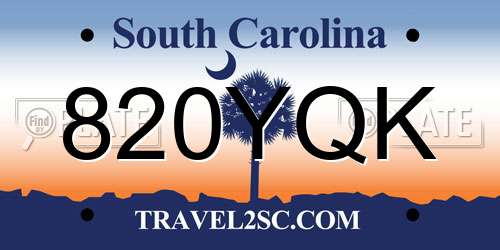820YQK South Carolina License Plate