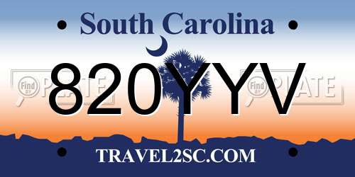 820YYV South Carolina License Plate