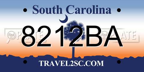 8212BA South Carolina License Plate