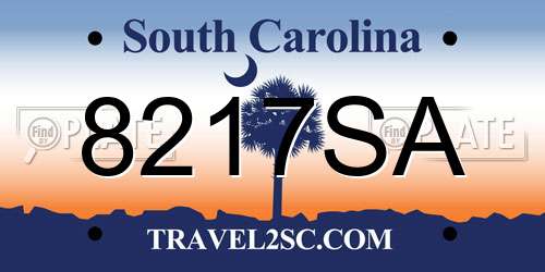 8217SA South Carolina License Plate
