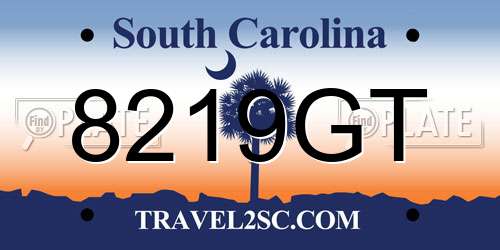 8219GT South Carolina License Plate