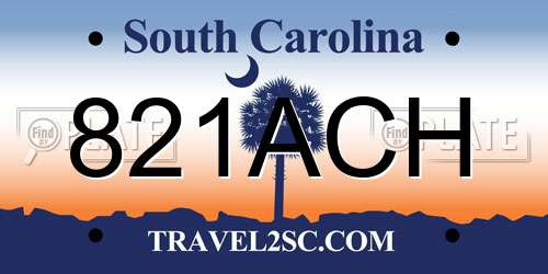 821ACH South Carolina License Plate