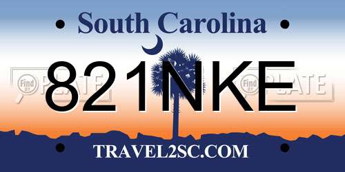 821NKE South Carolina License Plate